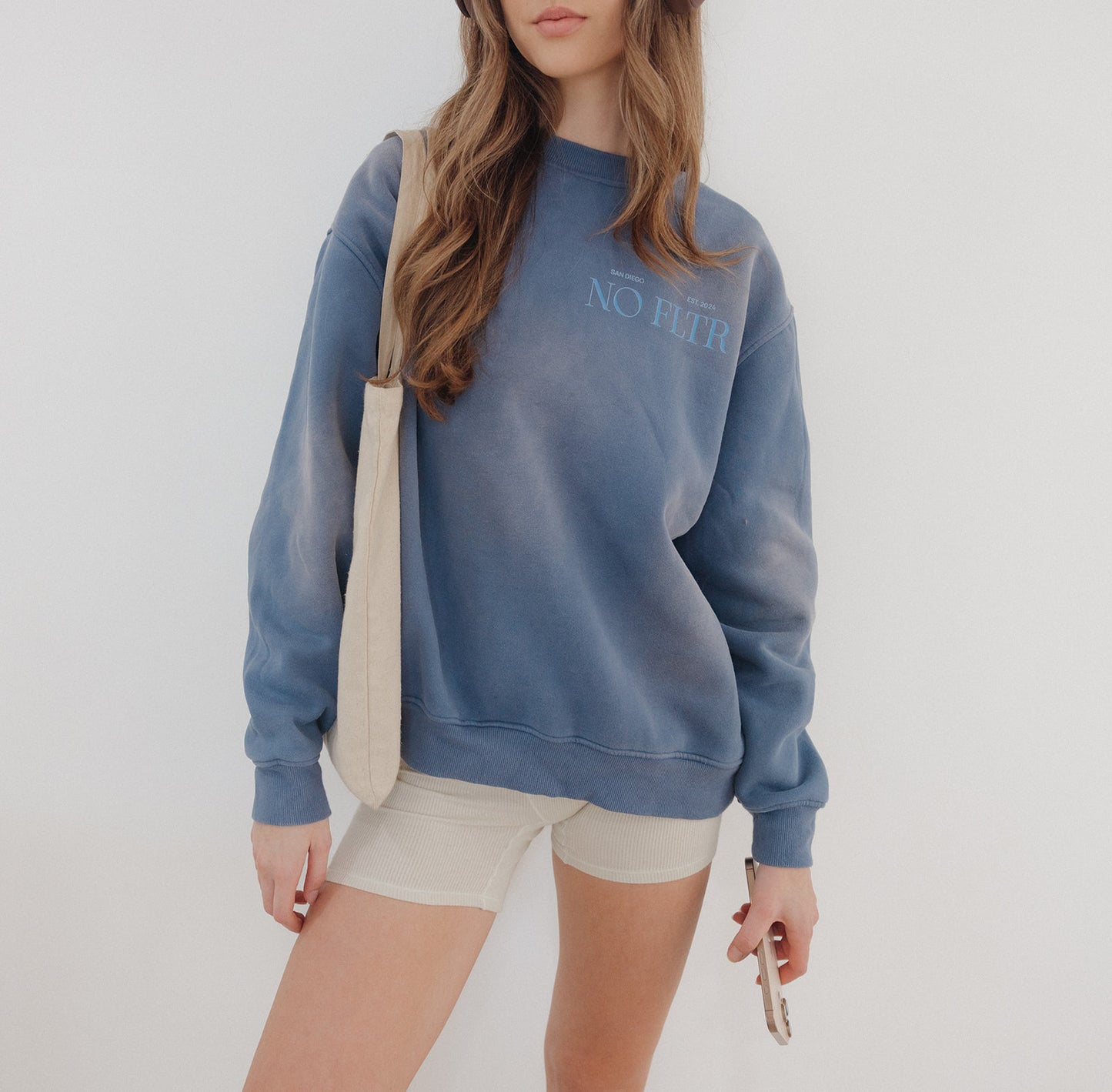 classic crewneck in denim blue