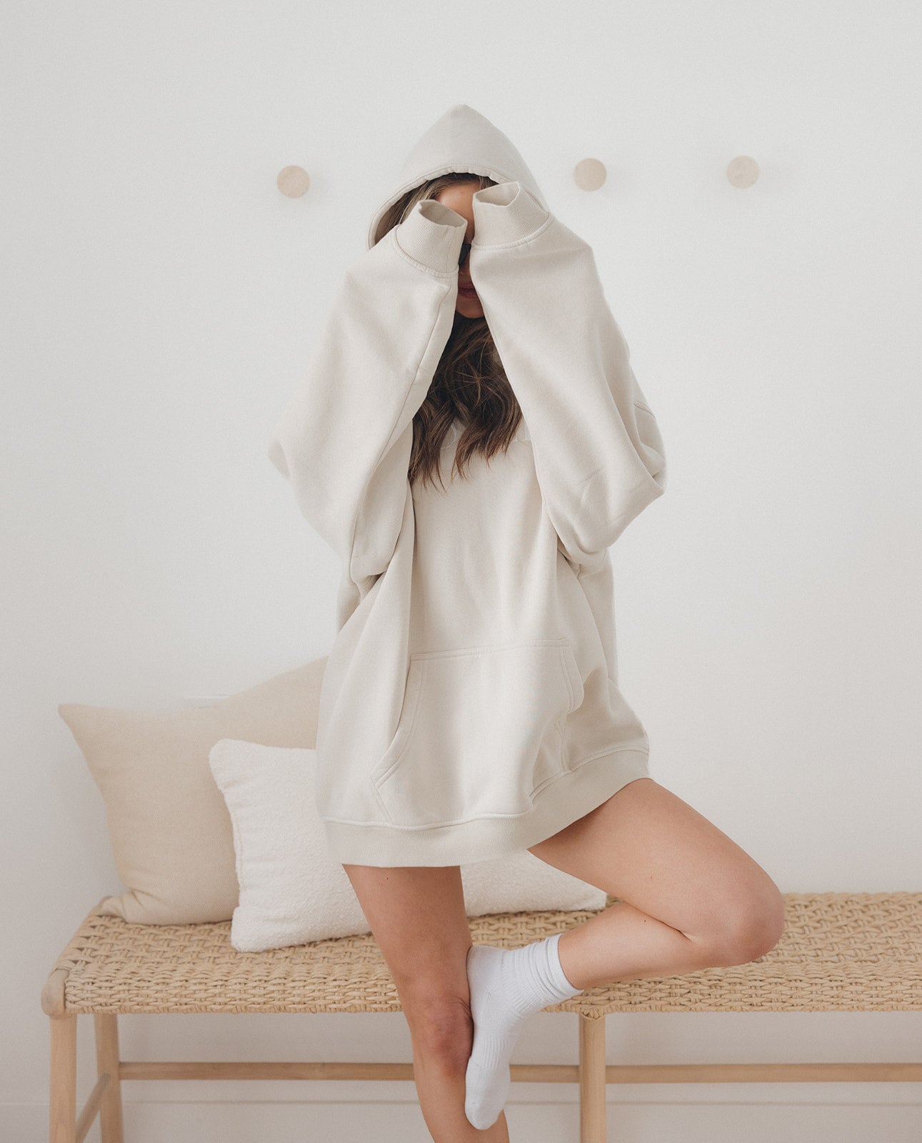 Don't talk to me hoodie in gray camel