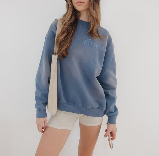 classic crewneck in denim blue