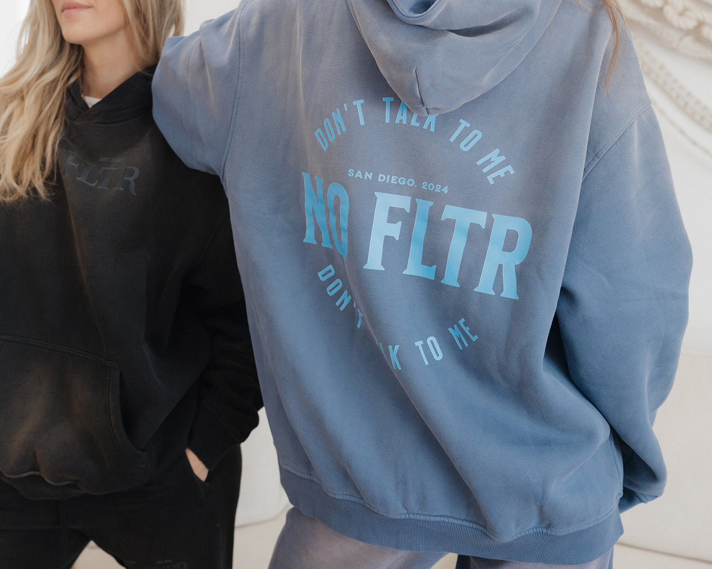 Don't talk to me Hoodie in denim blue